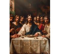 Diamond Painting Adulti L'Ultima Cena, 5D Diamond Painting Kit Completo Uomo, Disegni con Perline da Attaccare, Fai Da Te Diamante Crystal Art Kit Completo, per Decorazione Casa Regalo 80X110cm U-2726