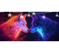 Diamond Painting Adulti Lupo Diamond Painting Animale Pittura A Diamante Quadri con Perline, DIY Diamantini Crystal Art Artigianale Kit Pittura con Diamanti per Decorazione da Parete 100x200cm G6-900