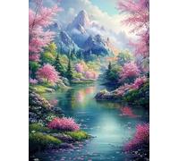 Diamond Painting Adulti Paesaggio Diamond Painting Kit Completo Lago, 5D DIY Diamantini Crystal Art Kits, Pittura Diamante per Adulti Ricamo Artigianale Kit per Decorazioni Casa 50x70cm, Model 401
