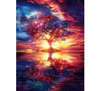 Diamond Painting Adulti Tramonto, 5D Diamond Painting Kit Completo Albero Della Vita, Disegni con Perline da Attaccare, Fai Da Te Diamante Crystal Art Kit Completo, per Decorazione Casa 30x40cm 5-6389