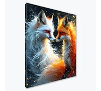 Diamond Painting Adulti Volpi, 5D Diamond Painting Kit Completo, Pittura Diamante Animale Diamantini Crystal Art, DIY Quadrato Strass Ricamo Quadri con Perline per Decorazioni Casa 100x130 cm F0-618