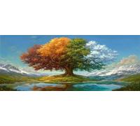 Diamond Painting Albero delle Quattro Stagioni Grandi Dimensioni, 5D Paesaggio Diamond Painting Kit Completo, Pittura Diamante Fai da Te Strass Ricamo a Punto Croce per Adulti 200x80 cm -LR287