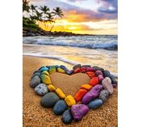 Diamond Painting Amore, 5D Spiaggia Diamond Painting Kit Completo, DIY Diamantini Crystal Art Hobby Creativi Adulti e Bambina, Strass Ricamo a Punto Croce Artigianale, Decorazione Casa 70x90cm 0Y-1