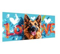Diamond Painting Amore Diamond Painting Kit Completo Cane Pittura Diamante, DIY Mosaico Disegni con Perline da Attaccare, Diamantini Crystal Art Kit per Decorazione da Parete, Regalo 50x100cm FD-4444