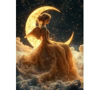 Diamond Painting Angelo, 5D Diamond Painting Kit Completo Luna, Disegni con Perline da Attaccare Kit Pittura Adulti, Fai Da Te Diamantini Crystal Art per Principianti, Decorazione Casa 40x50cm 1-6467