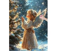 Diamond Painting Angelo Pittura Diamante Quadri con Perline, 5D Diamond Painting Kit Completo, Kit Completo di Pittura Diamante Fai Da Te per Principianti Adulti, Decorazioni Parete, 50x70cm O-33