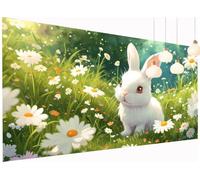 Diamond Painting Animale Diamond Painting Kit Completo, Coniglio Pittura Diamante Adulti Rotondo Diamantini Crystal Art Quadri Ricamati Strass per Principianti Decorazioni Parete Casa 30x60 cm S2-378