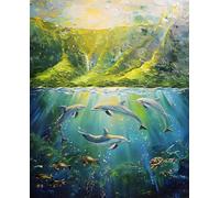 Diamond Painting Animale Diamond Painting Kit Completo, Delfino Pittura Diamante Adulti Fai da Te 5D Round Diamantini Crystal Art Ricamo a Punto Croce Artigianale per Decorazione Casa 20x30cm z-3760