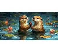 Diamond Painting Animale Diamond Painting Kit Completo, Ippopotamo Pittura Diamante Grandi Dimensioni 50x100cm Quadri con Perline, 5D DIY Crystal Art Craft Pittura per Decorazione da Parete J2-2495