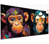 Diamond Painting Animale Diamond Painting Kit Completo, Scimmia Pittura Diamante Adulti Rotondo Diamantini Crystal Art Quadri Ricamati Strass per Principianti Decorazioni Parete Casa 60x120 cm S2-374