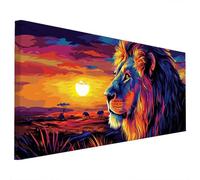 Diamond Painting Animale, Leone Diamond Painting Grandi Dimensioni 110x50cm, Diamantini Crystal Art Fai Da Te per Adulti, Pittura Diamante Strass Ricamo Artigianato Kit per Decorazioni Autunnali R-60