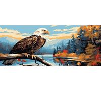 Diamond Painting Aquila Grandi Dimensioni, 5D Foresta Diamond Painting Kit Completo, Pittura Diamante Strass Ricamo a Punto Croce Hobby Creativi per Adulti Decorazione da Parete 120x60 cm -LR1
