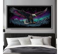 Diamond Painting Aquila Square Drill Grande Diamond Painting Kit Completo Montagna Innevata Cielo Stellato Quadri con Perline 120x50 cm, 5D Quadrati Pittura Diamante per Decorazioni da Parete (WL466)