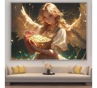 Diamond Painting Bambina Angelo Diamond Painting Grandi Dimensioni 50x30cm,2025 Diamantini Crystal Art Disegni con Perline da Attaccare DIY Pittura a Diamante Strass Decorazione Moneta D'Oro zhad303