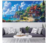 Diamond Painting Bambina Mar Egeo Diamante Painting Principiante Kit Faro,5D DIY Strass Diamantini Crystal Art Mosaico RicamoTela Cross Stitch Adulti Artigianale kit,Decor Regalo Uomo 50x100cm CQ-700