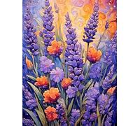 Diamond Painting Bambini, Kit Pittura Diamante 5D Lavanda, Fai da te Mosaici Diamond Painting Viola Disegni con Perline da Attaccare per Adulti, Kit Punto Croce per Decorazioni da Parete 60x80cm E-0