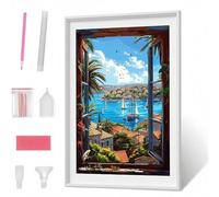 Diamond Painting Barca Diamond Painting Kit Completo Oceano Diamante Crystal Art 5D Pittura Diamante Strass Ricamo a Punto Croce Pittura Kit per Decorazione da Parete, Regalo 50 x 70cm PJY1 P-W