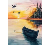 Diamond Painting Barche a Vela, Uccelli Diamond Painting Kit Completo, Passatempo per Adulti Principianti, Diamantini Crystal Art Bambini, Strass Ricamo Punto a Croce, Decorazione Interna 40x50cm A-18