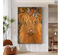 Diamond Painting Bovini delle Highlands 80x100cm Diamond Painting Kit Completo Fiore 5D Diamantini Crystal Art Pittura Diamante Adulti DIY Quadri Pittura Diamante Bambina per Decorazioni Casa 0M-901