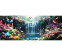 Diamond Painting Cascata Farfalla Grandi Dimensioni, 5D Paesaggio Diamond Painting Kit Completo, Pittura Diamante Strass Ricamo a Punto Croce per Adulti Decorazione da Parete 160x80 cm -LR331