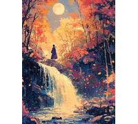 Diamond Painting Cascate, DIY Diamond Painting Kit Completo, 5D Diamanti Hobby Creativi Adulti Diamanti per Pittura gialle Ricamati Principianti, per Regalo Casa Decorazione Murale 45x60 cm JZ-214