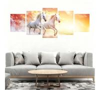 Diamond Painting Cavallo 5 Pezzi Tramonto Diamond Painting Kit Completo, DIY Puzzle Pittura Diamante Ricamo a Punto Croce Paint by Numbers Diamantini Crystal Art per Decorazioni Casa 300x150cm B0-98