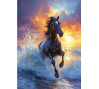 Diamond Painting Cavallo Pittura Diamante Spiaggia Diamond Painting Adulti, Diamantini Crystal Art 5D DIY Strass Ricamo a Punto Croce Artigianale per Decorazioni Casa, Regalo Donna 80x110cm -bby2507FC