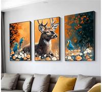 Diamond Painting Cervo Pappagallo Diamond Painting Kit Completo 3 Pezzi, Attaccare DIY Diamonds Paintings Adulti, 5D Full Drill Diamonds Arte Paintings, Decorazioni Casa, Regalo Donna 50x75cm t9n-205