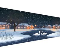 Diamond Painting Cigno Diamond Painting Adulti 40x80cm,Pittura Diamante Stagione Della Neve Quadri Perline Diamantini Crystal Art Kitss,5d Fai Da Te Strass Pittura Camera Decorazione Parete Q1-73
