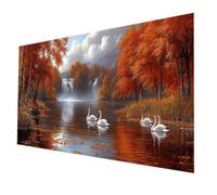 Diamond Painting Cigno, Fai Da Te Diamantini Crystal Art Kit Pittura Bambini, Diamond Painting by Numbers Paesaggio, Quadri Da Dipingere Numerati Diamante Kit Punto Croce, Regalo 60 x 30 cm model-1941