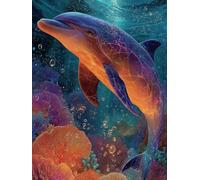 Diamond Painting Delfino Diamond Painting Adulti, Pittura Diamante Oceano Diamantini Crystal Art 5D DIY Strass Ricamo a Punto Croce Artigianale Kit per Decorazioni Casa Parete 40x55 cm -wyl2506R4