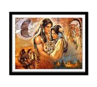 Diamond Painting Donna lupo indiana,Diamond Painting Kit Completo,5D Fai Da Te Pittura Diamante Bambini Adulti Strass Ricamo a Punto Croce per Soggiorno Camera da Letto Decorazione da Parete,30x50cm