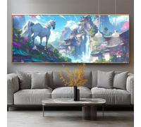 Diamond Painting Edificio Diamond Painting Bambina Cavallo Cheerful Pittura, DIY Diamantini Crystal Art Quadri con Perline Principianti Ricamo a Punto Croce Pittura Decorazione Casa 60x120cm 0-sy344