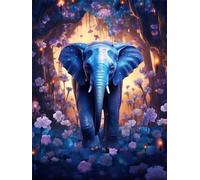 Diamond Painting Elefante, 5D DIY Fiori Diamond Painting Kit Completo, Diamantini Crystal Art per Adulti 40x50cm, Pittura Diamante Strass Ricamo a Punto Croce Painting per Decorazioni Casa -YZ1174