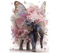 Diamond Painting Elefante Diamond Painting Adulti, Pittura Diamante Farfalla Diamantini Crystal Art 5D DIY Strass Ricamo a Punto Croce Artigianale per Decorazioni Parete, Regalo 60x80 cm -yym2507L4