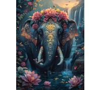 Diamond Painting Elefante, Loto Diamond Painting Adulti 5D DIY Diamantini Crystal Art Strass Ricamo a Punto Croce Artigianale Principiante Kit per Casa Decorazioni Parete, Regalo 16x22 inch -zjn25068I