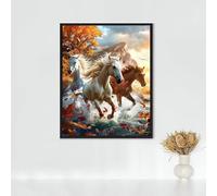 Diamond Painting Erwachsene Paesaggio Diamond Painting Cavallo DIY Vollbohrer Diamant Malerei Set Anfänger, Diamant Kunst Malerei Stickerei Set, Wanddeko und Zimmer Deko, Geschenke 50x70 cm PJY9 P-4