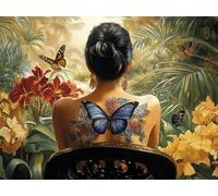 Diamond Painting Farfalla, Donna Diamond Painting Dimensioni 30x40cm, DIY Diamantini Crystal Art Adulti Mosaico Punto Croce Mestiere di Diamante Pieno Rotondo Kit, Decorazione Interna Home, Model644