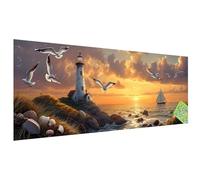 Diamond Painting Faro, 150x50cm Diamond Painting Kit Completo, DIY Kit de Pittura Diamante Barca, Diamond Art Strass Ricamo a Punto Croce Diamantini Crystal Art Bambini, Regalo e Decorazioni Casa, G-0