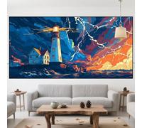 Diamond Painting Faro Diamond Painting Bambini Paesaggio,2025 Nuovo Strass Mosaico Ricamo Punto Croce Pittura Diamanti,DIY 5D Cristallo Artigianato Kit per Principianti Decorazioni,100x200cm QO-1116