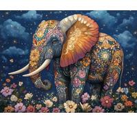 Diamond Painting Fiore, 5D Diamond Painting Kit Completo Elefante 50x70cm, Pittura Diamante Crystal Art Artigianale Kit, Diamante Disegni con Perline da Attaccare Strass Ricamo a Punto Croce, Model792