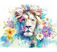 Diamond Painting Fiore, 5D Diamond Painting Kit Completo Leone 40x50cm, Pittura Diamante Crystal Art Artigianale Kit, Diamante Disegni con Perline da Attaccare Strass Ricamo a Punto Croce, Model612