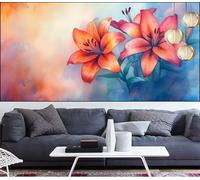 Diamond Painting Fiore Diamond Painting Grandi Dimensioni 100x300cm Pittura Diamante Adulti Giglio Fai Da Te Trapano Quadrato Completo Diamantini Crystal Art Pittura Digitale,Decor Regalo LT-337