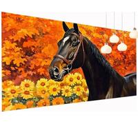 Diamond Painting Fiore Diamond Painting Kit Completo, Cavallo Pittura Diamante Adulti Rotondo Diamantini Crystal Art Quadri Ricamati Strass per Principianti Decorazioni Parete Casa 50x100 cm S2-426