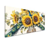 Diamond Painting Fiore Diamond Painting Kit Completo, DIY Hobby Creativi Adulti Pittura Diamante Strass Mosaico Kit per Adulti Bambini Principianti, Decorazioni Casa Parete, Pavone 100x200 cm c-1256