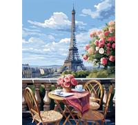 Diamond Painting Fiore Diamond Painting Kit Completo Parigi 5D Pittura A Diamante per Adulti, Fai Da Te Mosaico Diamantini Crystal Art, Strass Ricamo A Punto Croce, Regalo Donna Uomo 60x80cm G-1189