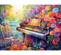 Diamond Painting Fiore Diamond Painting Kit Completo Pianoforte 5D Pittura A Diamante per Adulti, DIY Mosaico Diamantini Crystal Art, Strass Ricamo A Punto Croce, Regalo Donna Uomo 60x80cm G-290