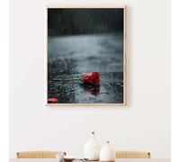 Diamond Painting Fiore Diamond Painting Kit Completo Rosso Diamante Crystal Art 5D DIY Pittura Diamante Strass Ricamo a Punto Croce Pittura Kit per Decorazione da Parete, Regalo 30x40cm PJY9 U-N