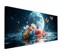 Diamond Painting Fiore, Luna Diamond Painting Grandi Dimensioni 140x60cm, Diamantini Crystal Art Fai Da Te per Adulti, Pittura Diamante Strass Ricamo Artigianato Kit per Decorazioni Autunnali G-78