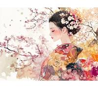 Diamond Painting Fiori di Ciliegio Diamond Painting Kit Completo Donna Diamantini Crystal Art, 5D DIY Strass Ricamo A Punto Croce Pittura Diamante Kit per Adulti, Room Decor Regalo 60x80cm N6-1053